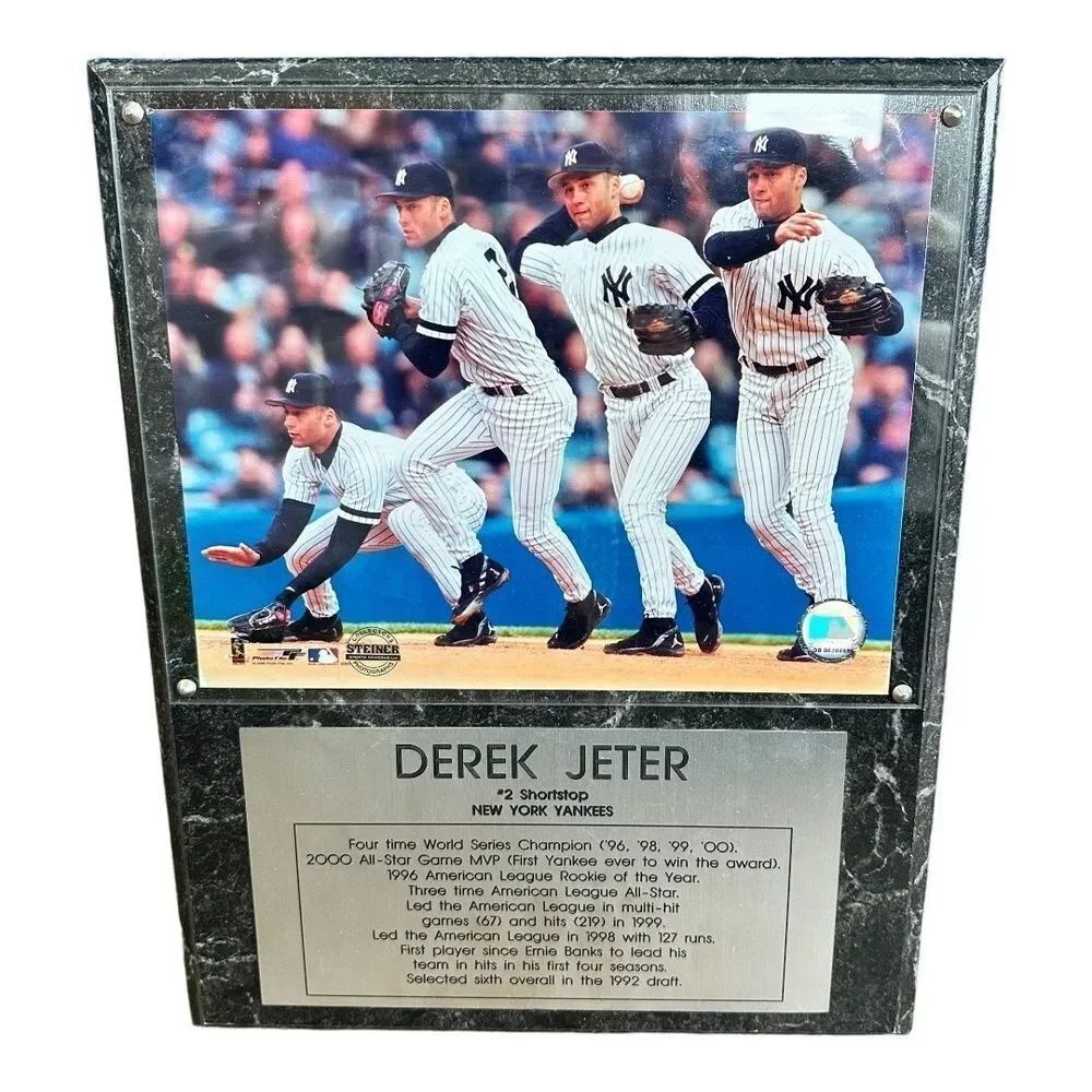Derek Jeter Shortstop #2 New York Yankees In Motion MLB Official Plaque Steiner